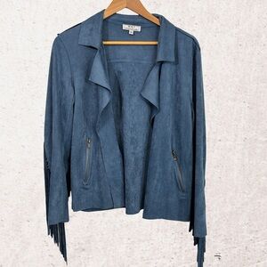 Blue drape jacket and Fringe Sleeves